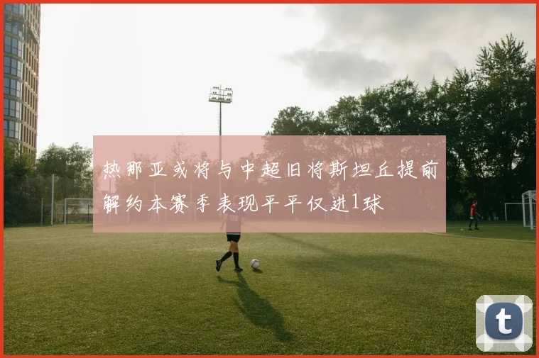 热那亚或将与中超旧将斯坦丘提前解约本赛季表现平平仅进1球